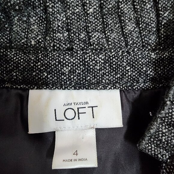 Ann Taylor Loft Dress Womens Size 4 Gray Ruffle Pleated Collar Wool Silk Career - Picture 3 of 5